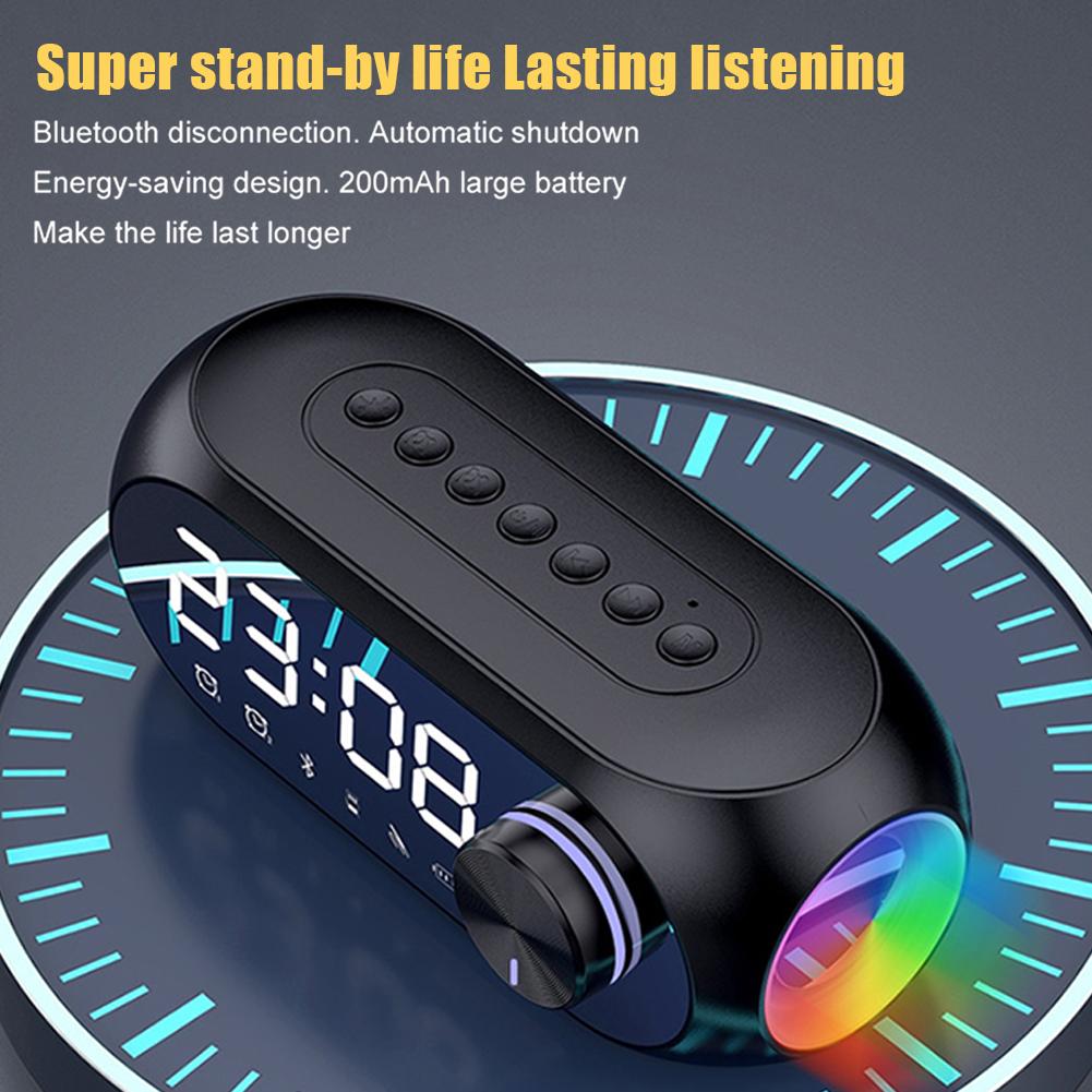S8 Loa không dây Bluetooth tương thích Màn hình LED HD Loa Bass Âm thanh nổi Đồng hồ báo thức Đài FM Thẻ TF Phát nhạc Aux Color: Blue