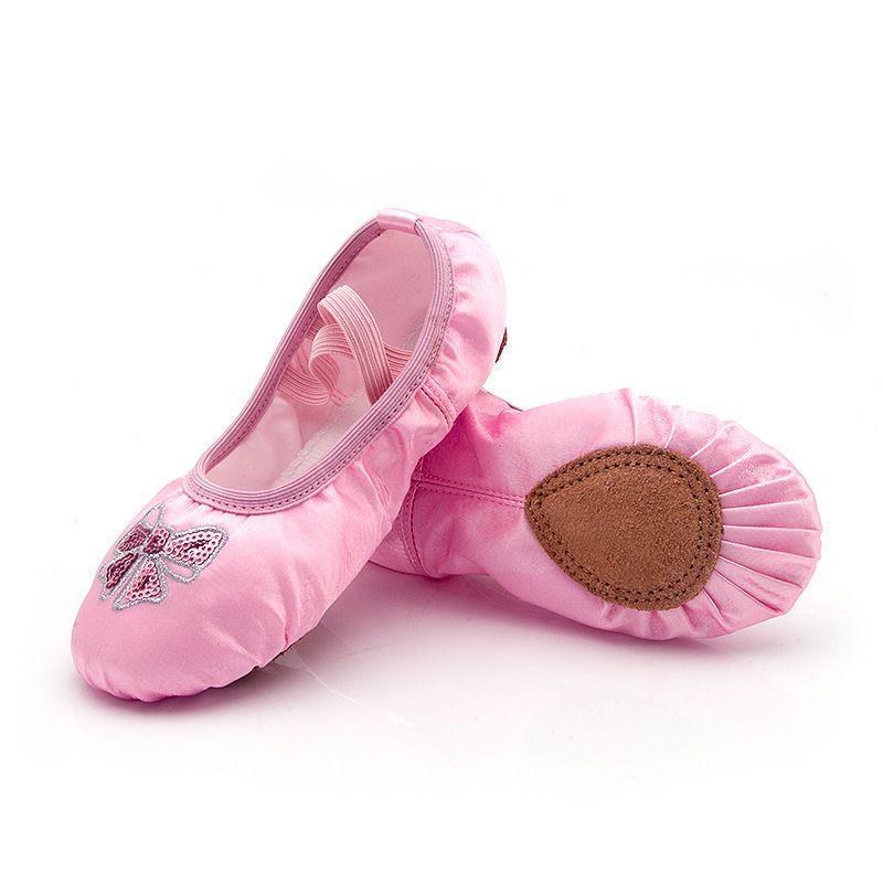 Giày múa ballet cao cấp vải Satin thêu sequin hình nơ