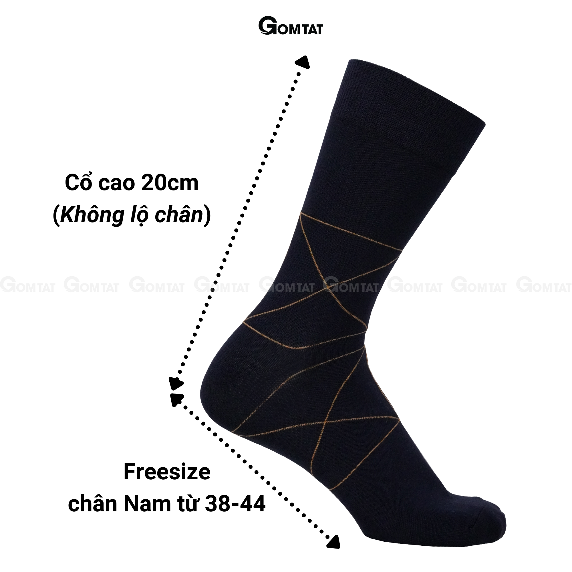 Hộp 4 đôi tất vớ nam đi giày tây công sở cổ cao GOMTAT mẫu MIX06, chất liệu cotton cao cấp thoáng khí - GOM-MIX06-CB4