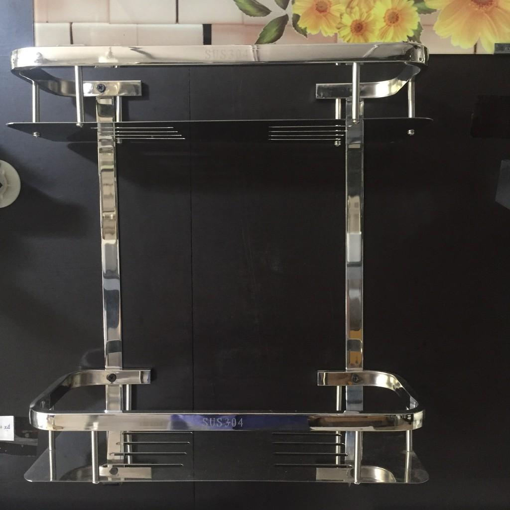 {HÀNG CAO CẤP }Kệ chữ nhật 2 tầng Inox 304 - Kệ để đồ phòng tắm Inox 304