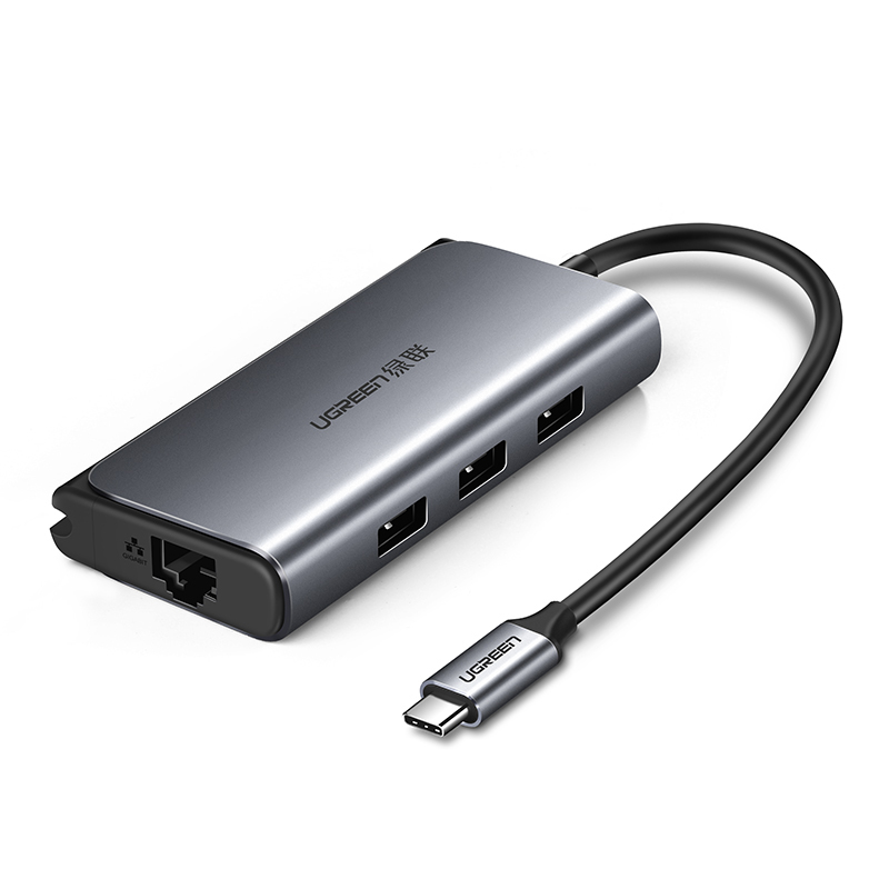 USB-C to LAN 100/1000Mbps Kèm HUB 3 Cổng USB 3.0 Ugreen 50252 - Hàng Chính Hãng