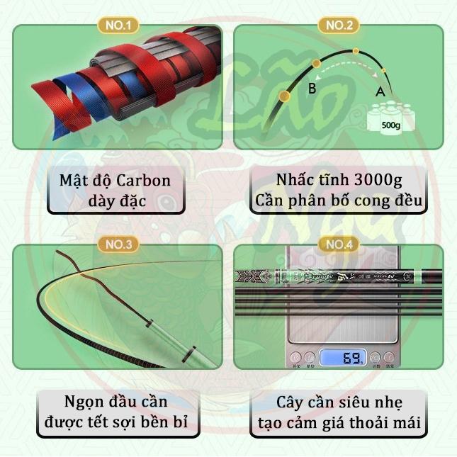 Cần câu tay Biquan Nhị Lang Thần 5H siêu nhẹ, siêu cứng, cảm giác câu tốt, tải cá lớn