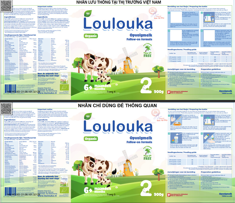 Sữa bò công thức hữu cơ dành cho trẻ sơ sinh đến 10 tháng 900gr - Loulouka