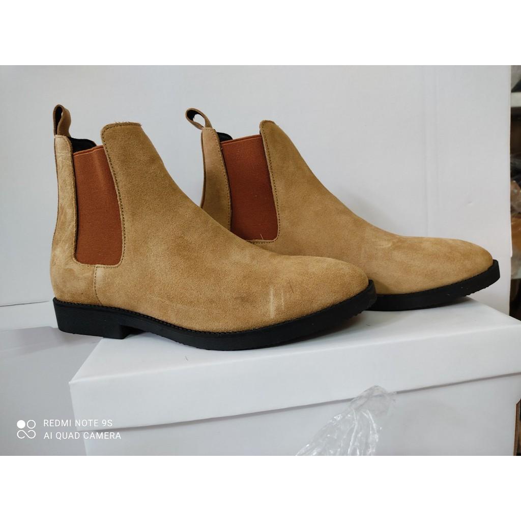 Chelsea Boots Da Lộn Nâu Đế crep