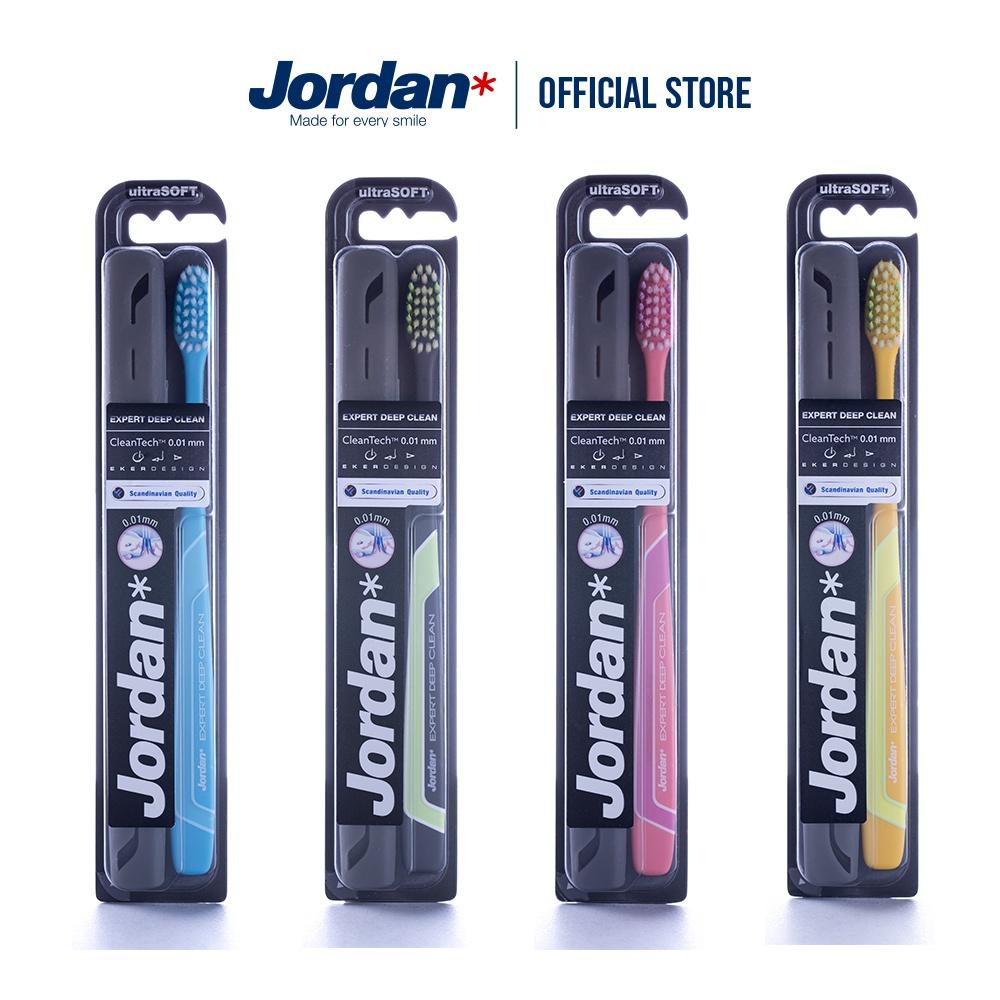 Combo 4 Bàn chải đánh răng Jordan Expert Deep Clean W/PP Case, Lông siêu mềm xoắn ốc 0.01mm & Công nghệ làm sạch sâu