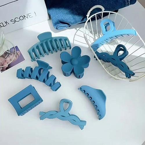 Set 8 Kẹp Tóc Màu Xanh Dương phong Cách Hàn Quốc Thiết Kế Đơn Giản Thời Trang
