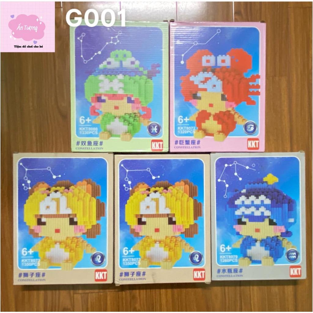 Mô hình lắp ráp 12 cung hoàng đạo, mini đồ chơi lắp ráp mini 3d