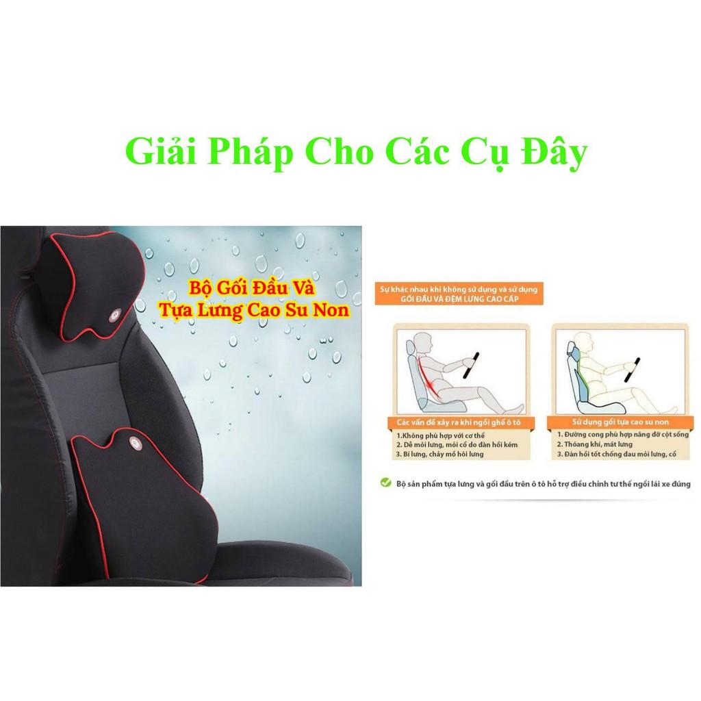 Bộ gối ghế tựa lưng và đầu xe hơi,ô tô chất liệu cao su non cao cấp