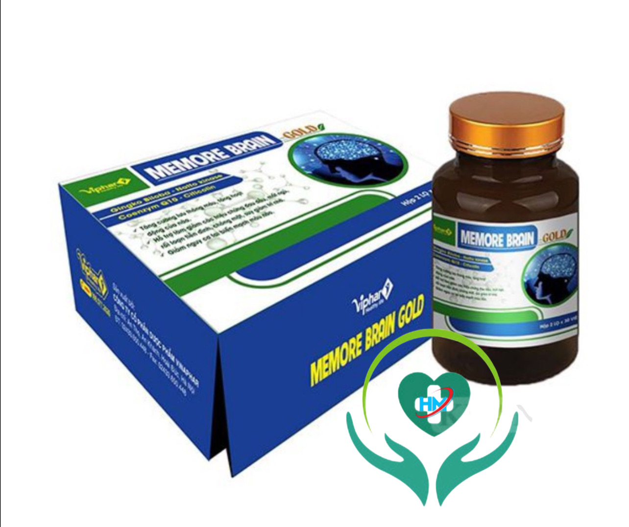 Bổ não MEMORE BRAIN GOLD- Hộp 2 lọ x 30 viên- Hoạt huyết, tăng cường lưu thông máu