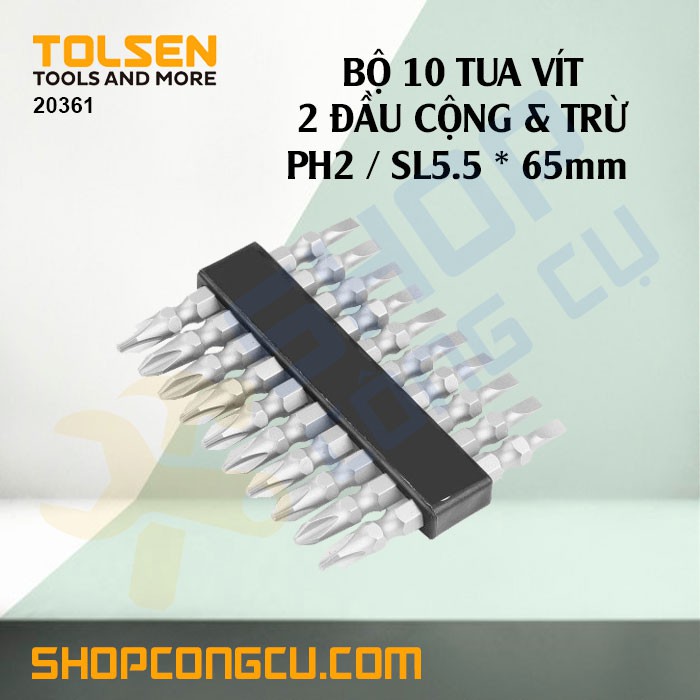 Bộ 10 đầu vít 2 đầu cộng trừ Tolsen 20361