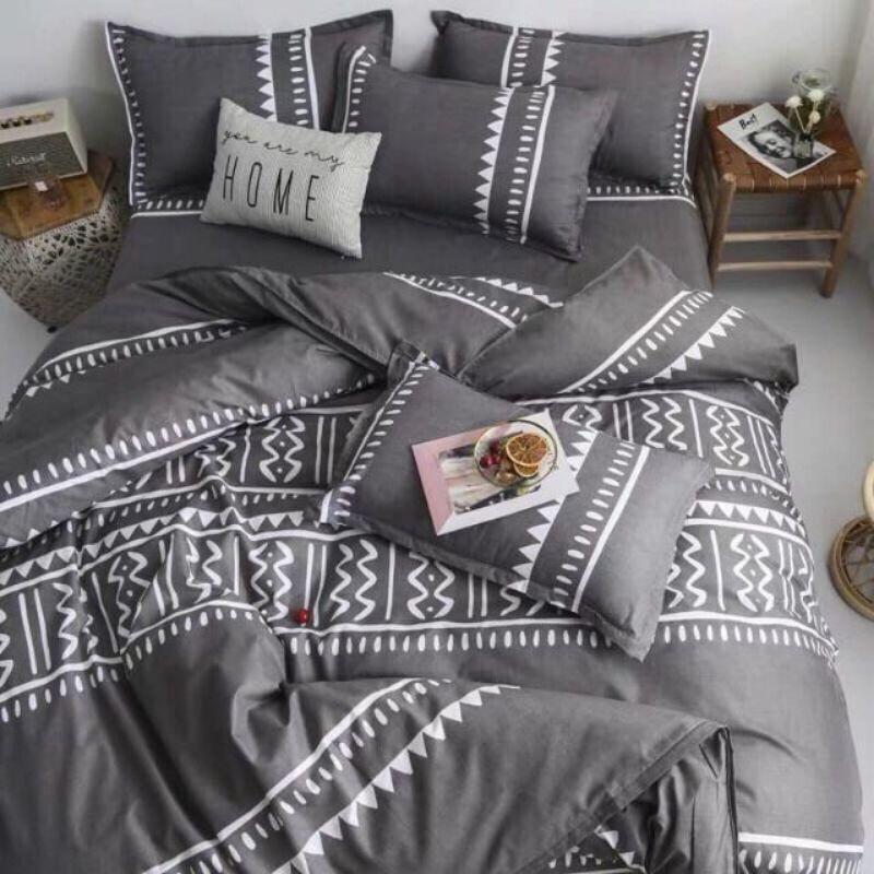 Bộ chăn ga gối cotton fly nhập khẩu họa tiết thổ cẩm