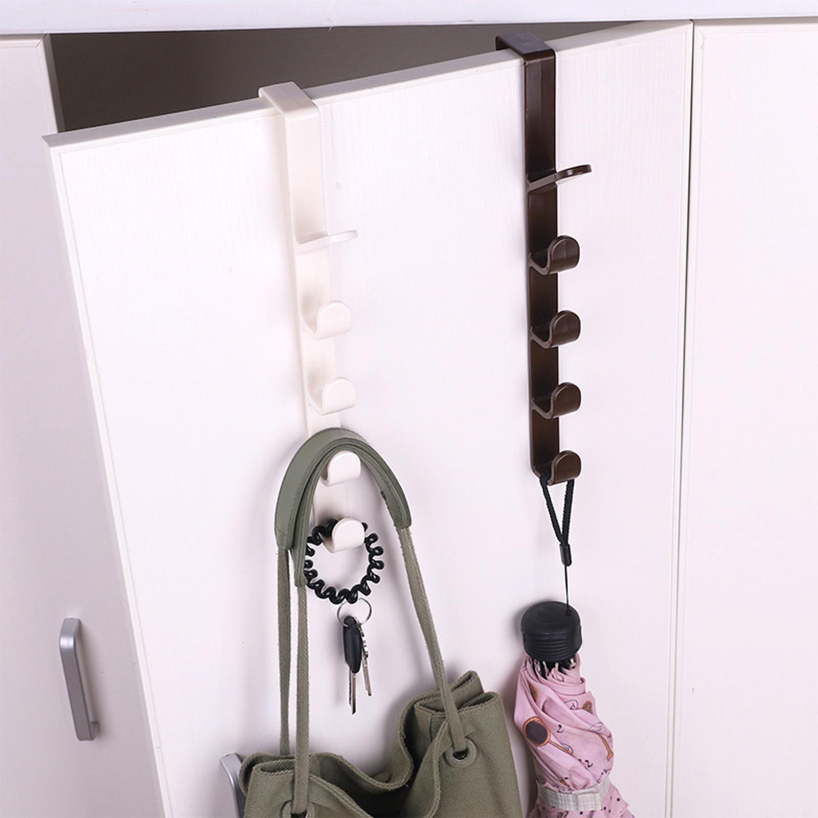 Door Hook with 5 Hooks Behind The Door for Hanging Clothes Kitchen Bathroom