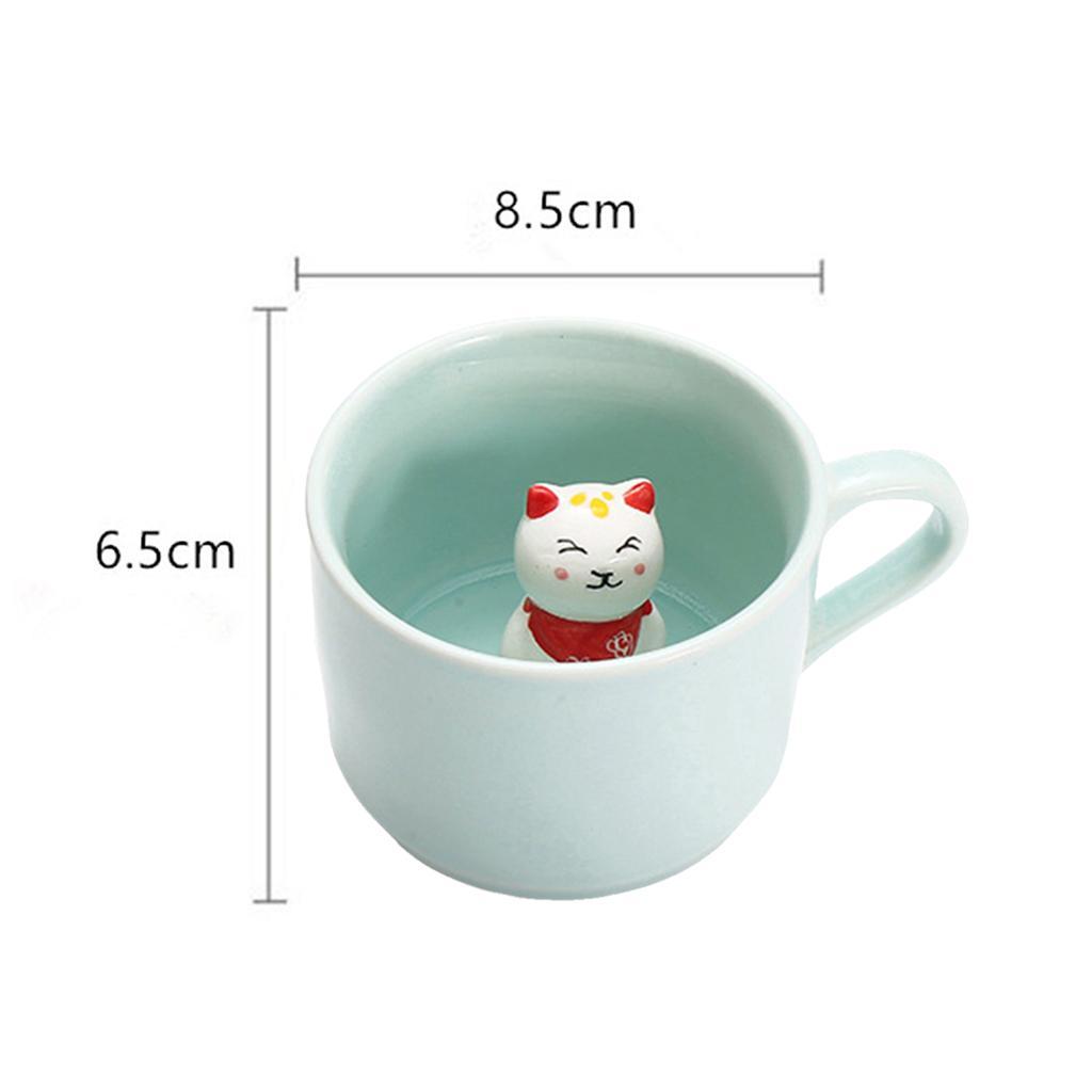 2 Pcs 3D Coffee Mug Cartoon Ceramic Hand Painted Figurine Cup for Girls