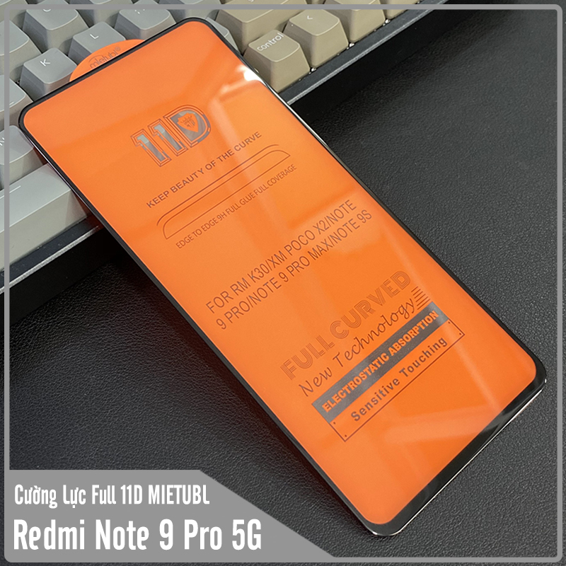 Kính cường lực 11D cho Xiaomi Redmi Note 9 Pro 5G - Mi 10T Lite Full viền Đen