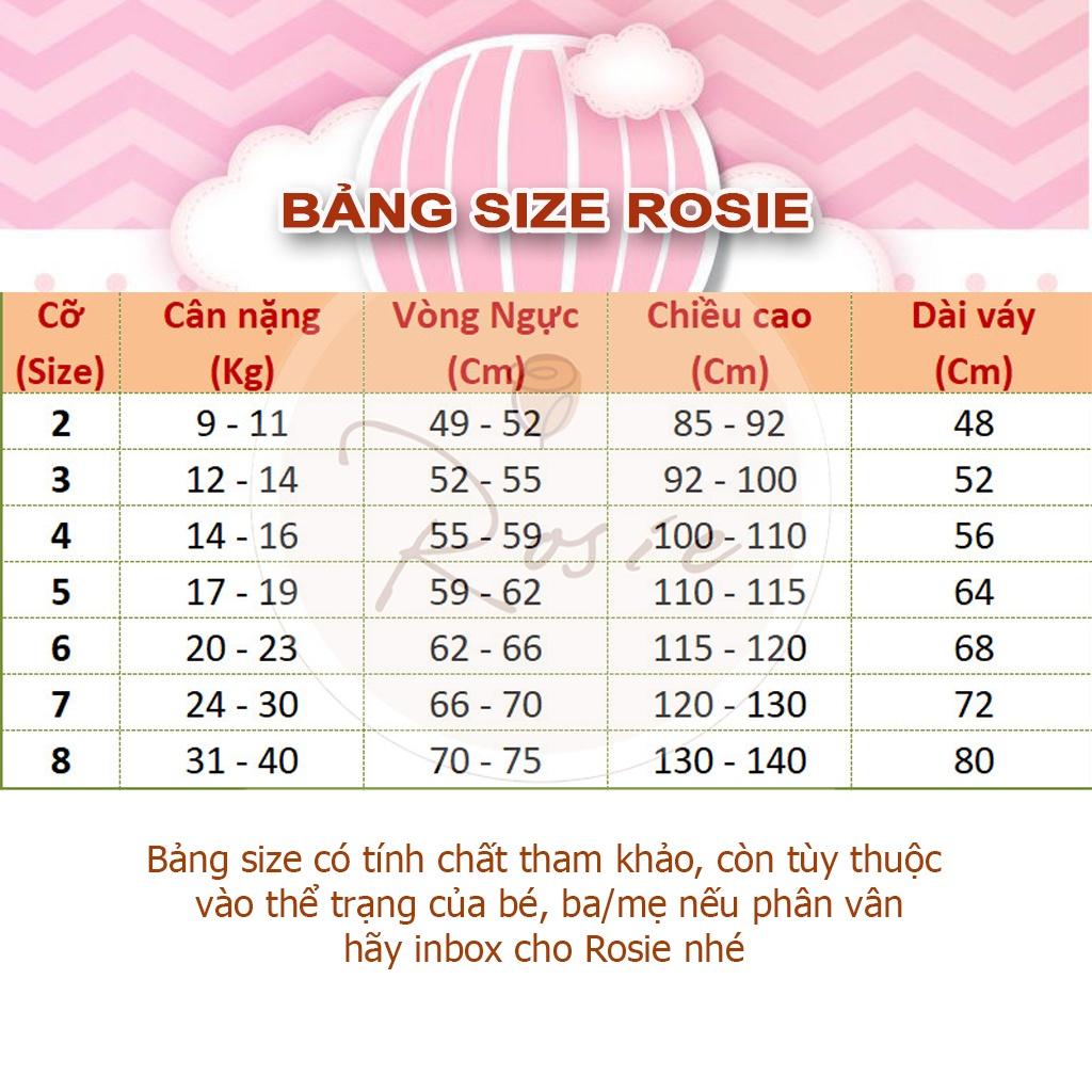 Váy nhung viền ren ROSIE V04 chất nhung mịn mềm cho bé gái từ 7-36kg