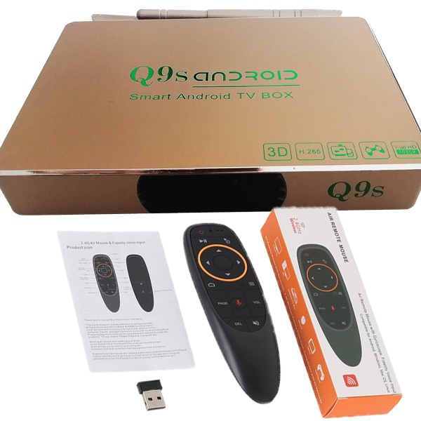 Đầu android box q9s new bộ nhớ 2Gb phần mềm ATV 7.12 có kèm khiển giọng nói  chuôt bay G10s HÀNG CHÍNH HÃNG