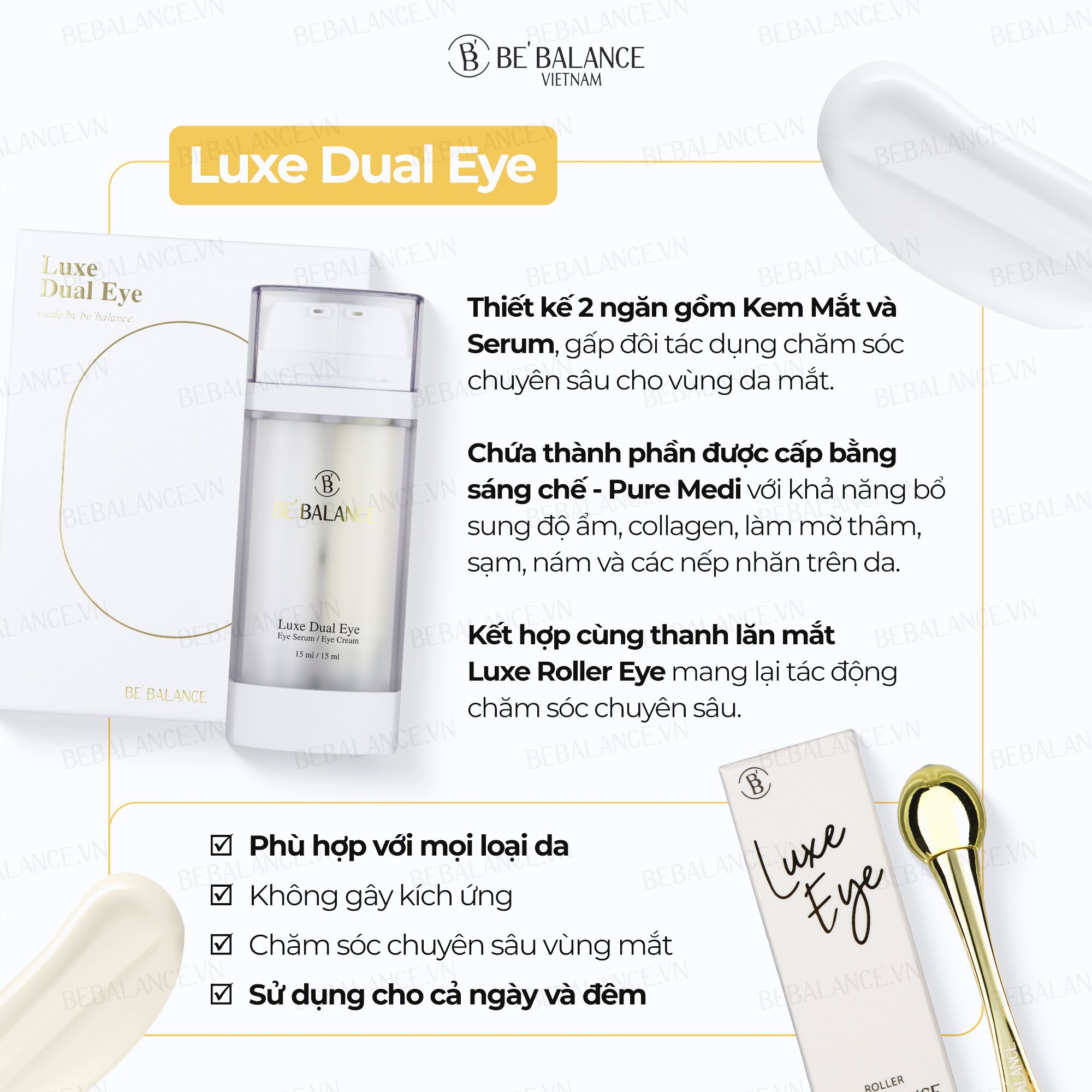 Kem Mắt BEBALANCE Luxe Dual Eye 30ml