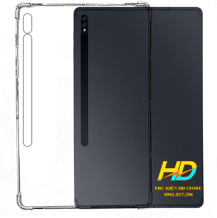 Ốp Lưng Cho Samsung Galaxy Tab S7 FE 12.4 inch Dẻo Silicon Trong Suốt Cao Cấp Chống Sốc ,Chống Va Đập, Có Gờ Bảo Vệ Camera