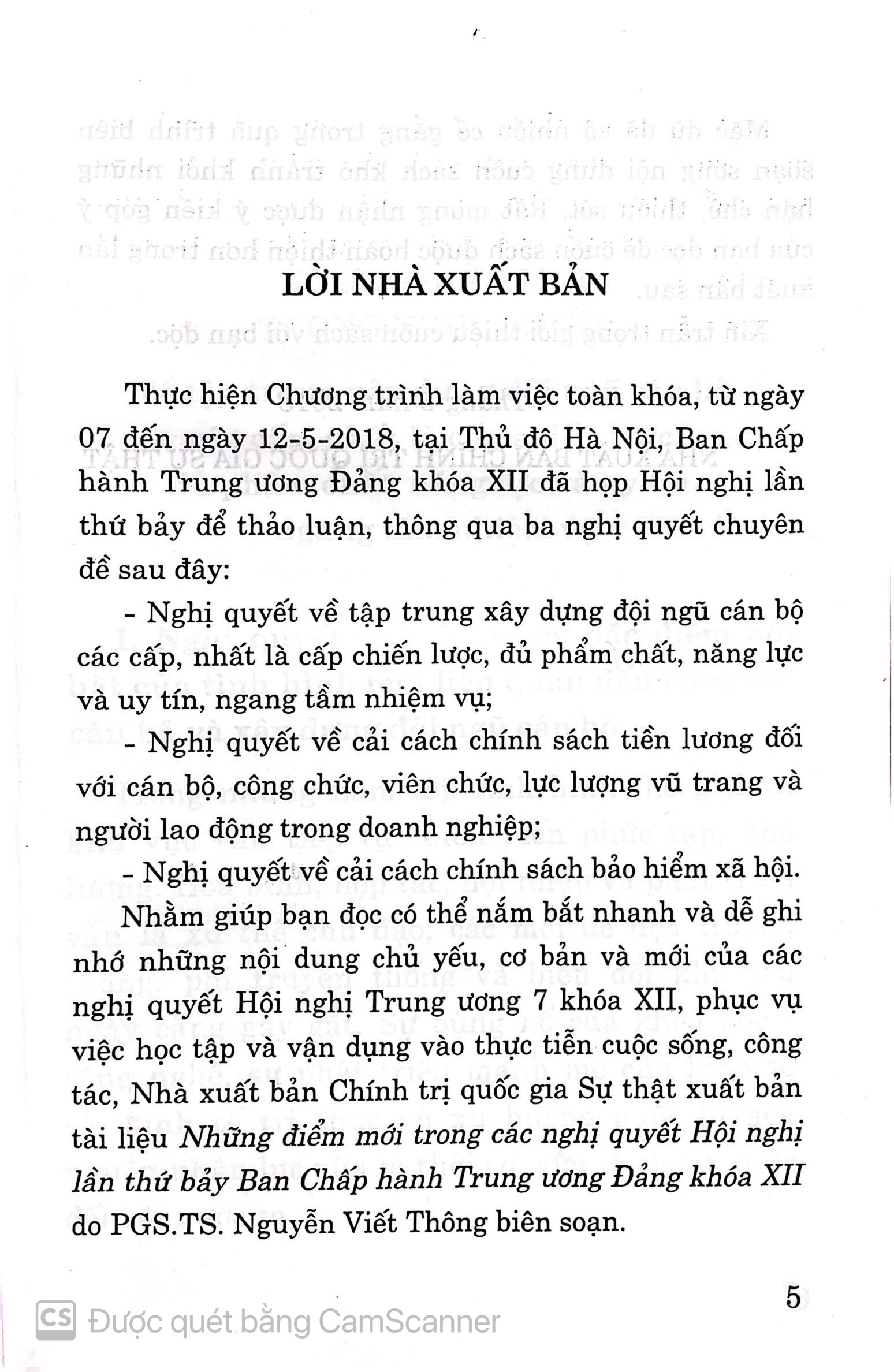 Những điểm mới trong các nghị quyết hội nghị lần thứ bảy Ban chấp hành trung ương Đảng khoá XII