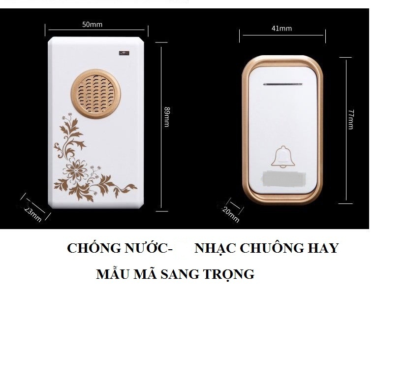 Chuông cửa không dây thông minh kiểu dáng sang trọng, chống nước,bắt sóng tốt