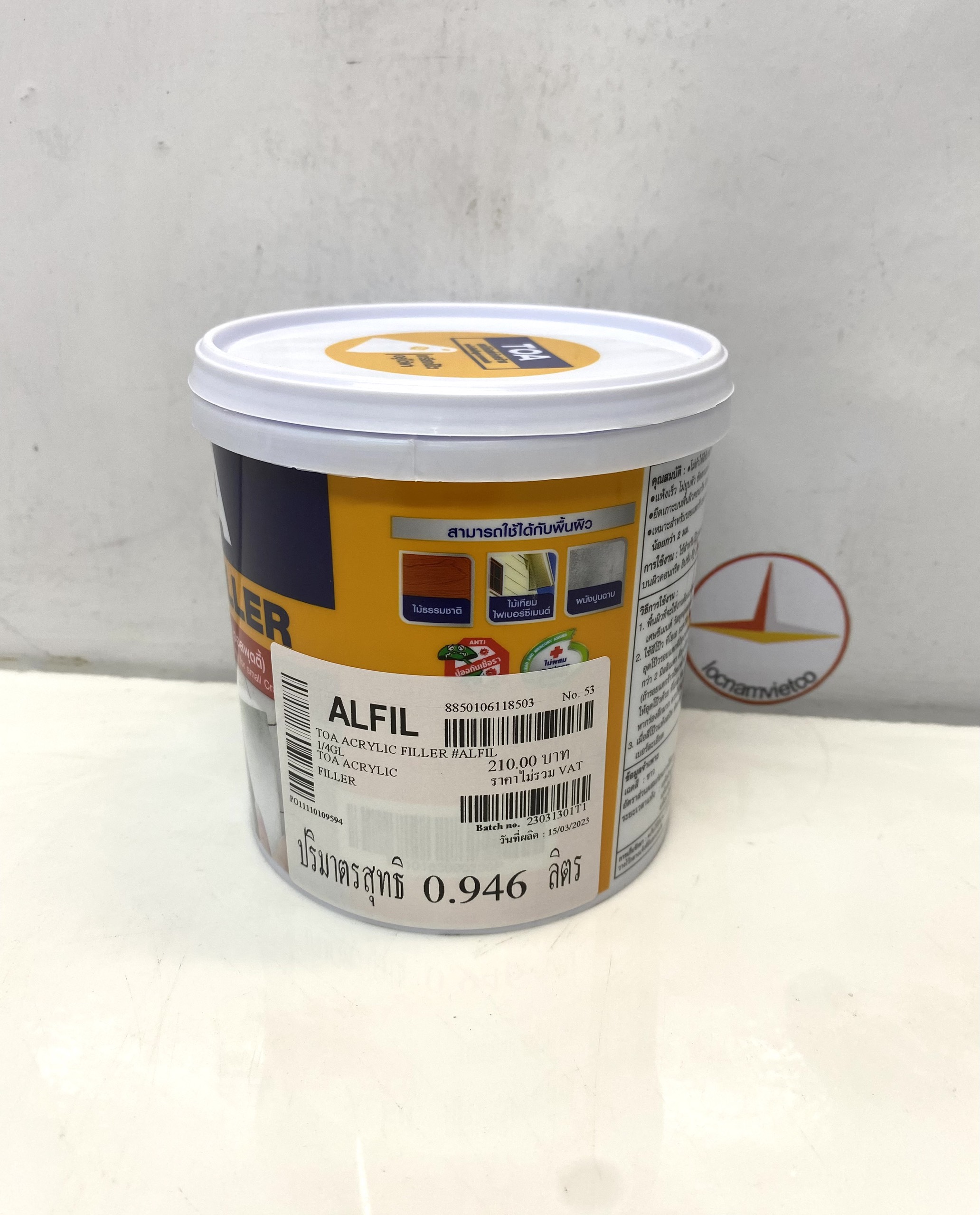 Keo xử lý nứt tường, trám vá lỗ đinh TOA Acrylic Filler 1 kg/Lon