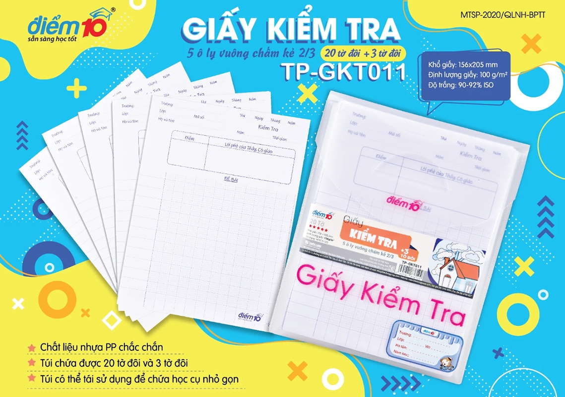 Giấy Kiểm Tra Điểm 10 5 Ôly - TP-GKT011