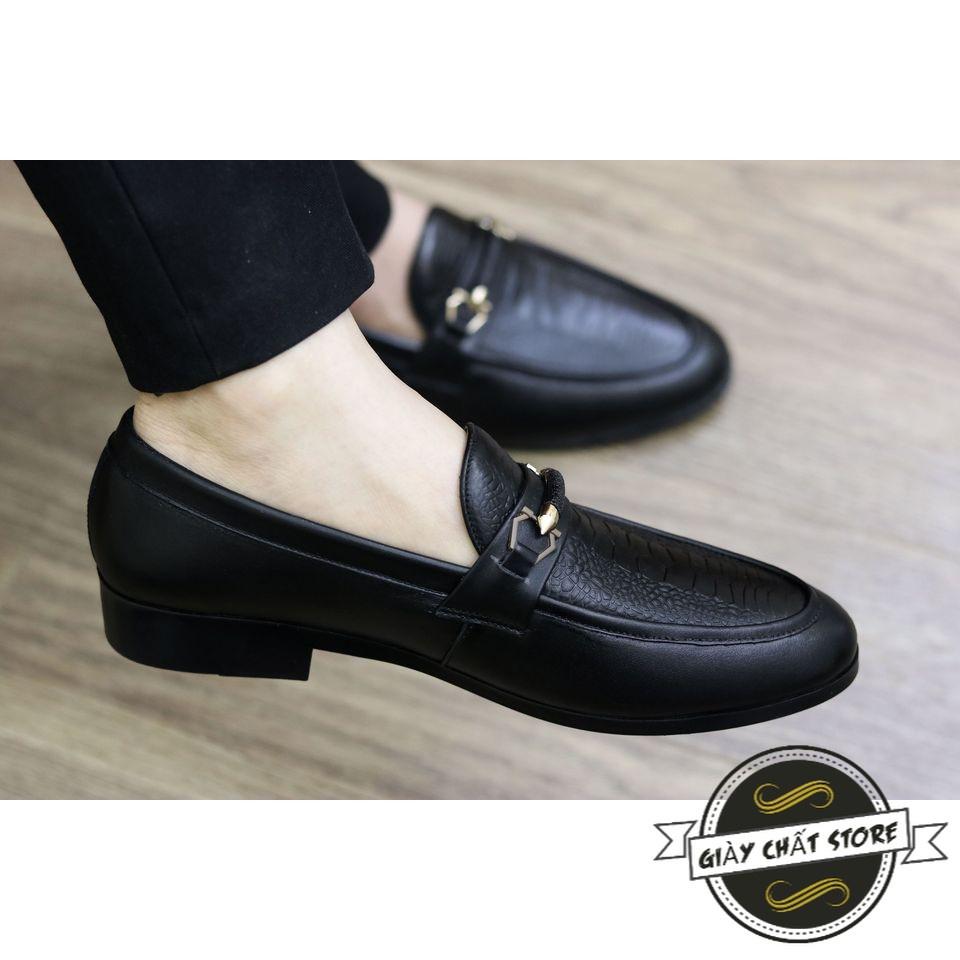 Giày lười da nam đế cao su , khâu chỉ gai chắc chắn .