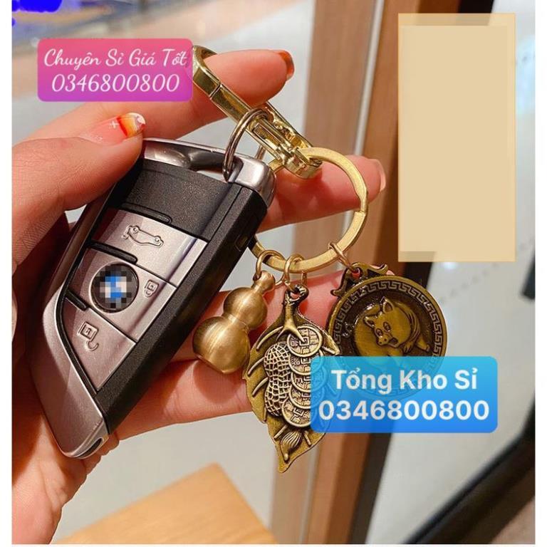 Móc Treo Chìa Khóa Phong Thủy 12 Con Giáp Đồng Thau