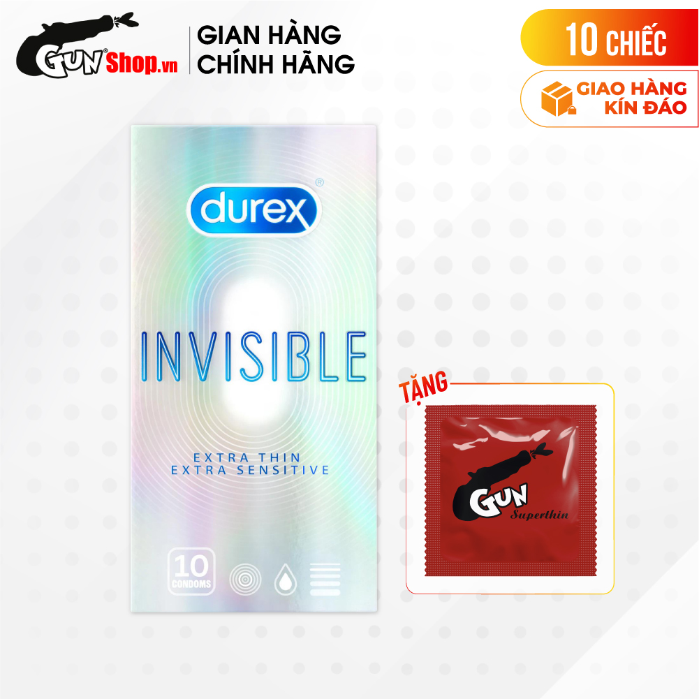 Bao cao su Durex Invisible siêu mỏng, mềm mịn - Hộp 10 cái | GUNSHOP VIỆT NAM