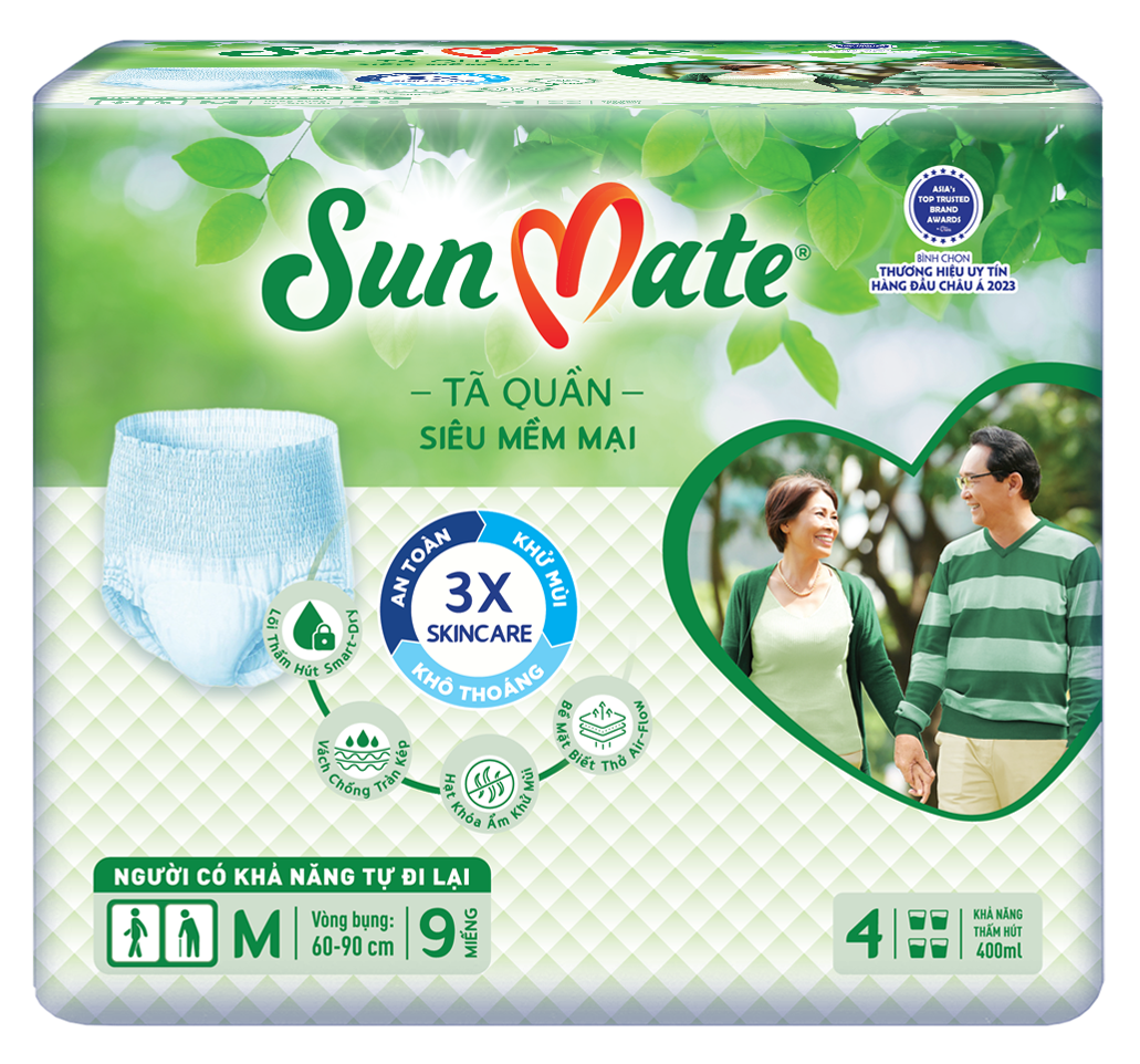 Combo 2 Tã Quần Người Lớn Sunmate Mềm Mại M9 (9 Miếng)