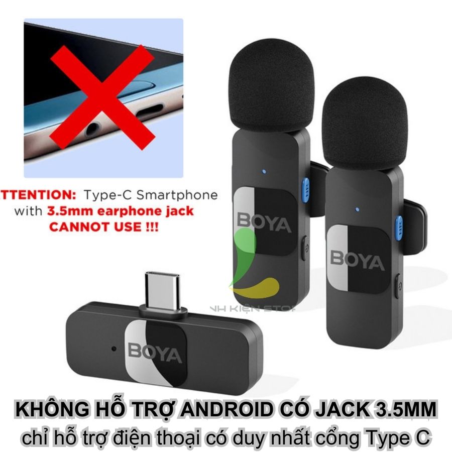 Micro thu âm không dây Boya BY-V20 - Micro cài áo nhỏ gọn sử dụng cho hệ điều hành Android khả năng chống ồn hiệu quả - Hàng chính hãng