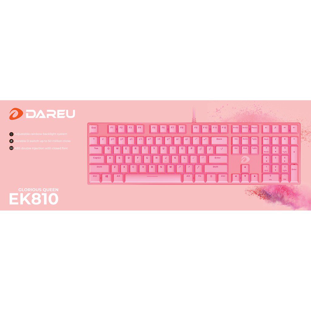 Bàn Phím Cơ Dareu Ek810 Queen Pink (Red Switch) - Hàng Chính Hãng