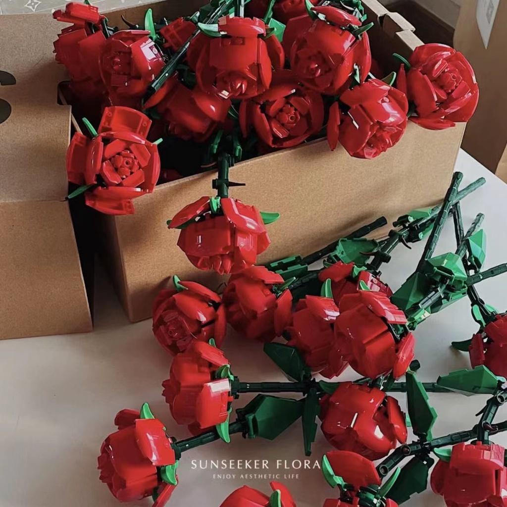 Đồ chơi bó hoa đa sắc Flower Bouque decor trang trí bộ xếp hình lắp ráp quà tặng bông hồng tình yêu