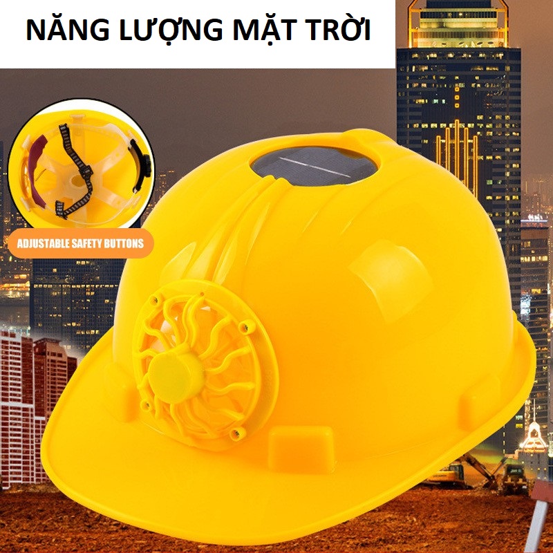 Mũ bảo hộ lao động, mũ công trường có quạt làm mát chạy năng lượng mặt trời cao cấp