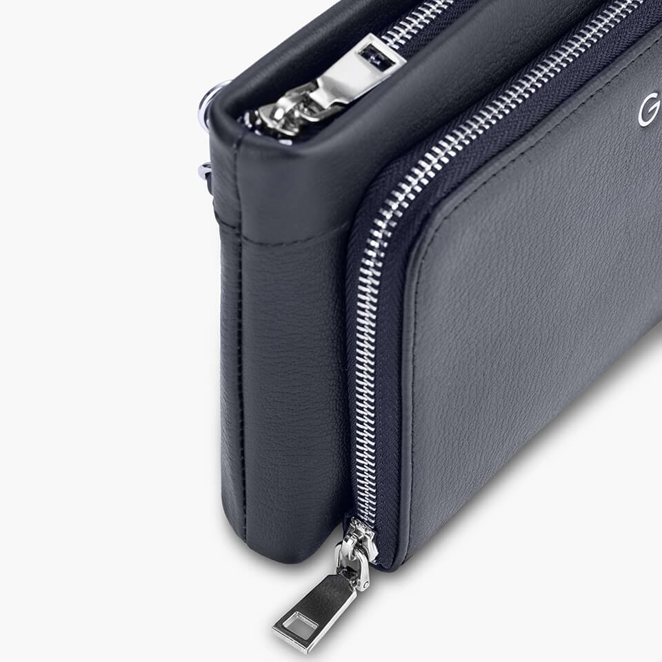 Clutch Da Chính Hãng Ví Cầm Tay Nam GENCE HT17 Da Bò Cao Cấp Màu Xanh Navy