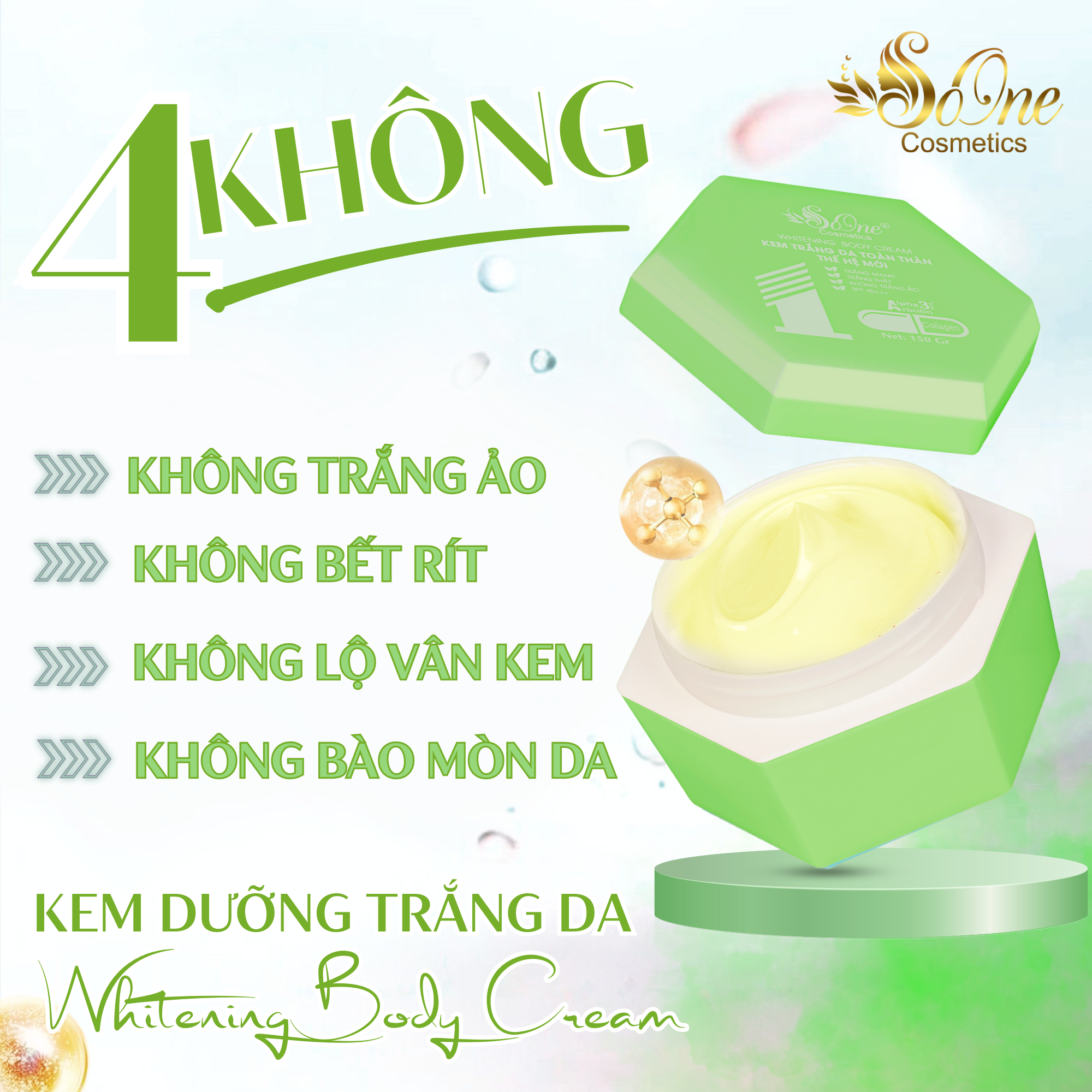 Kem Body SoOne Dưỡng Trắng Da Toàn Thân Thế Hệ Mới Hộp Màu Hồng - 150ml