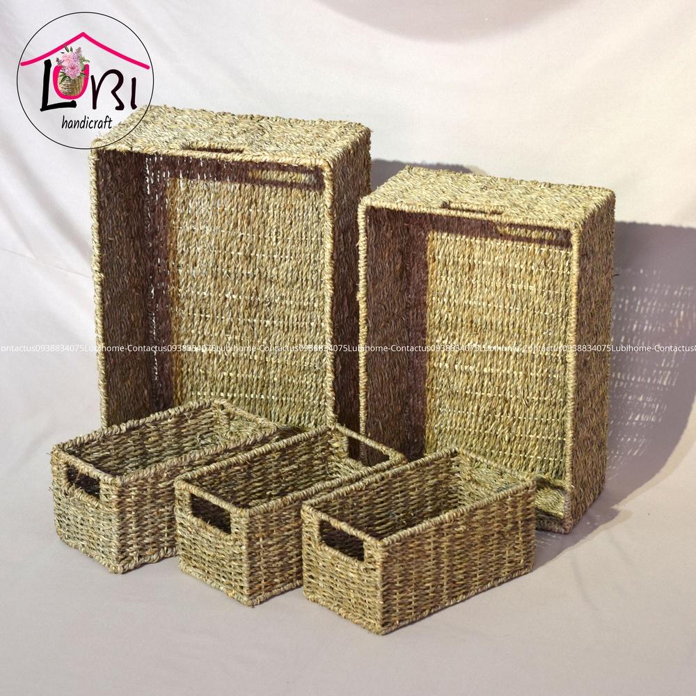 Lubihandicraft - Sọt cói đựng đồ hình chữ nhật - đơn giản, xinh xắn