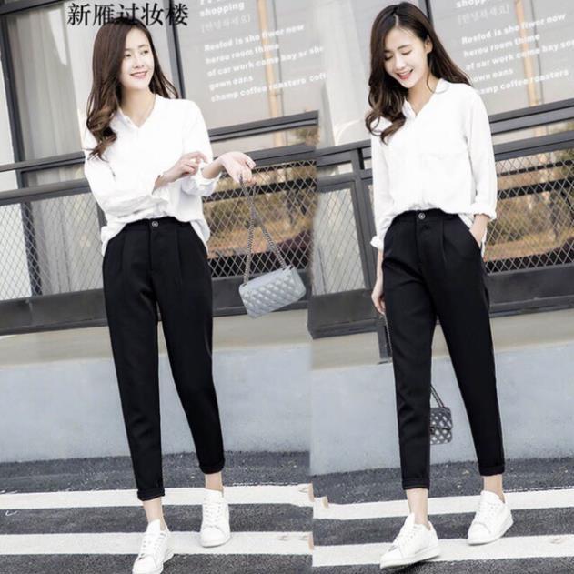 Quần baggy nữ cạp khóa giữa công sở nữ Banamo Fashion 832