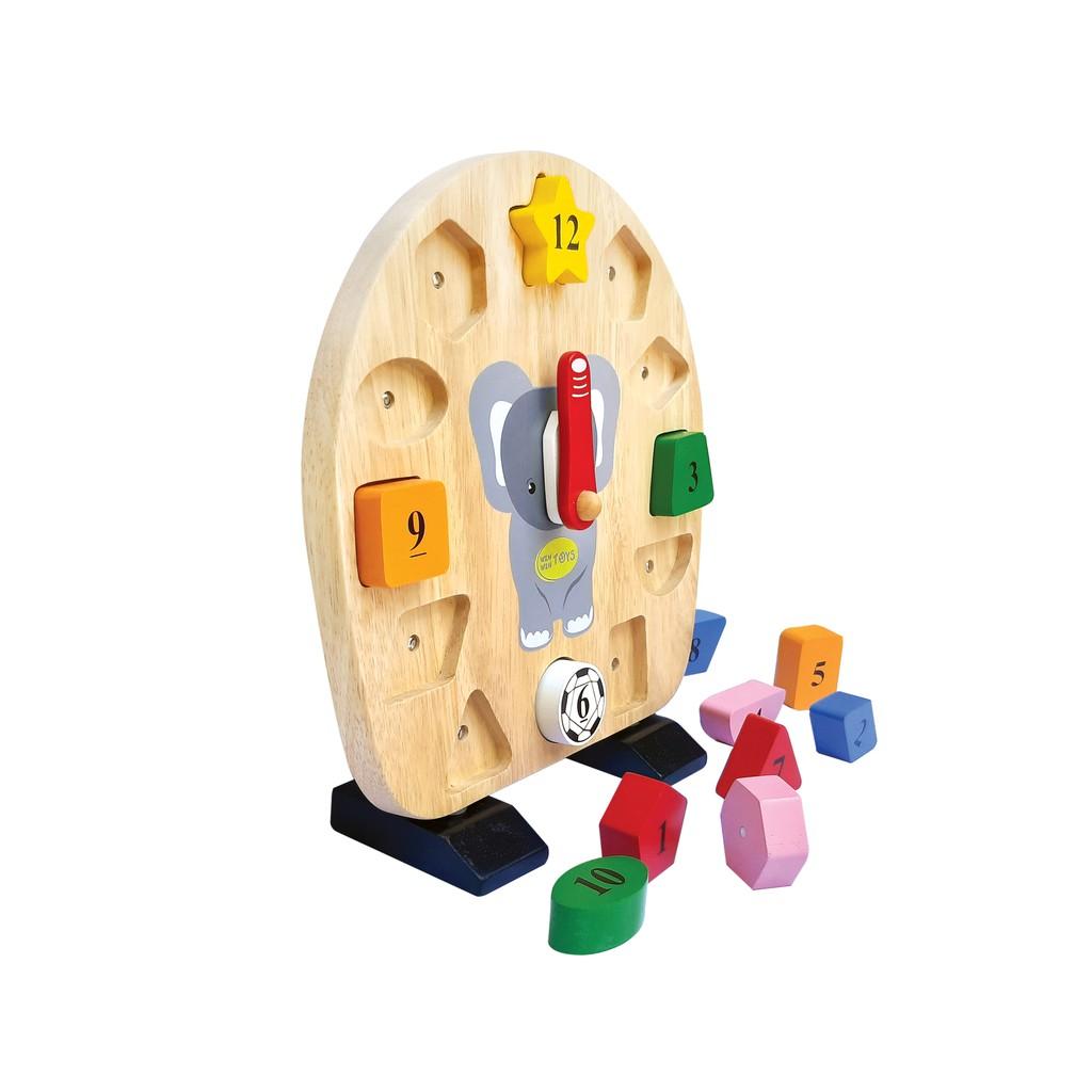 Đồ chơi gỗ Đồng hồ voi con | Winwintoys 67112 | Phân biệt màu sắc, nhận biết thời gian và hình học cơ bản