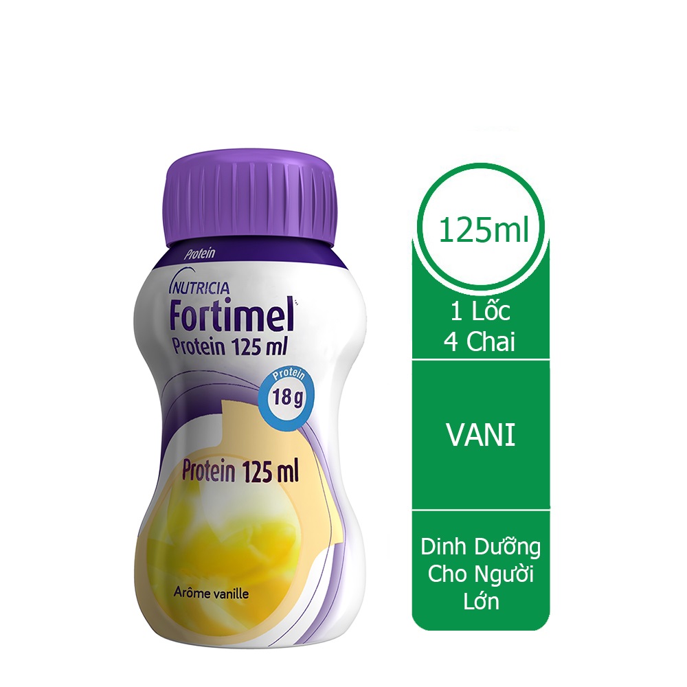 Sữa Fortimel Protein hương vani/ hương dâu 125ml (4 chai/lốc)