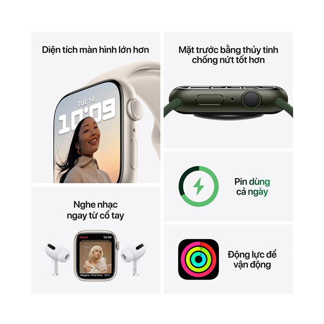 Apple Watch Series 7 GPS Sport Band (Viền Nhôm, Dây Cao Su)