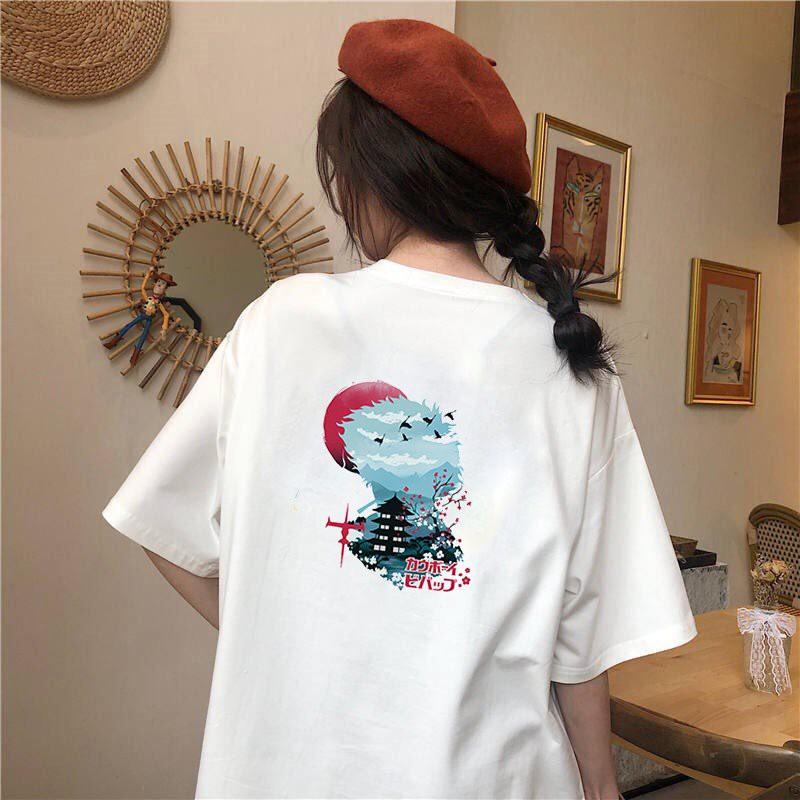 Áo thun tay lỡ form rộng họa tiết phong cách Nhật Bản vải dày mịn 2020T2433