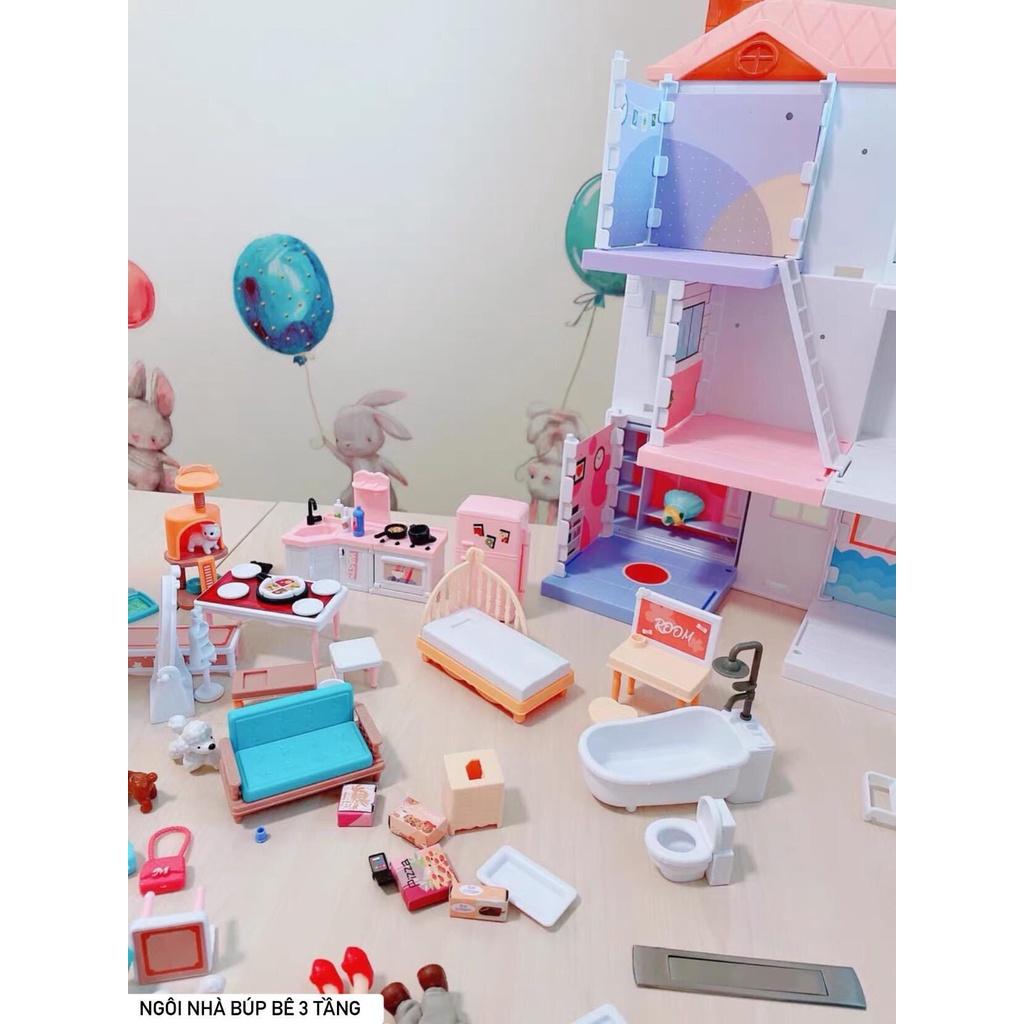 ️️ ️ MÔ HÌNH NGÔI NHÀ BÚP BÊ 3 TẦNG LẮP RÁP SIÊU XỊN LITTLE WORLD