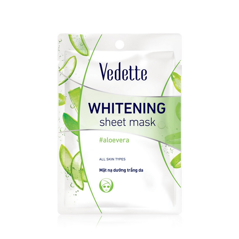 Combo 6 Mặt Nạ Trắng Hồng Tự Nhiên Vedette Whitening Sheet Mask Set (Aloe Vera) 22mlx6