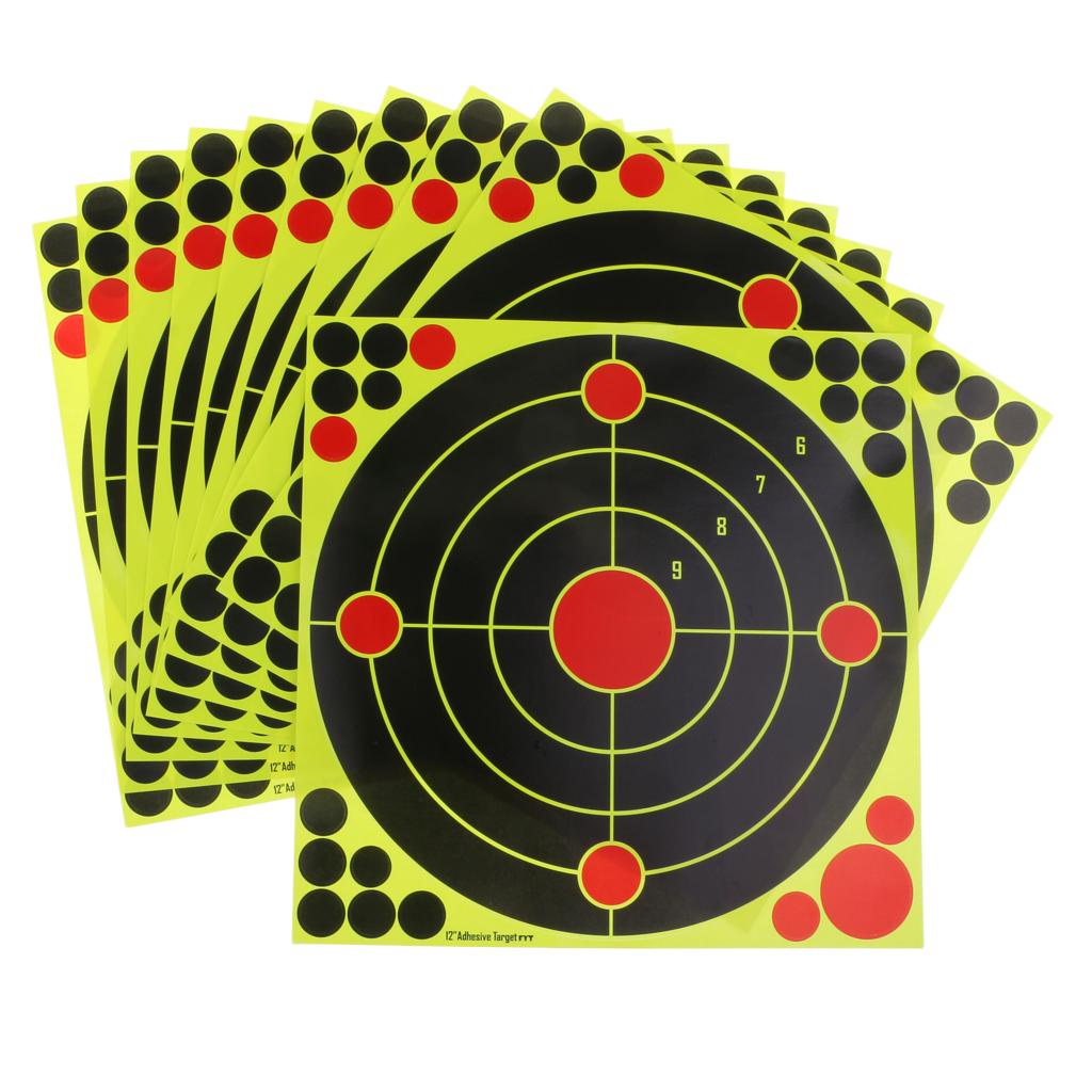 10pcs 12'' x 12'' Reactive Adhesive Shooting Targets Sticker