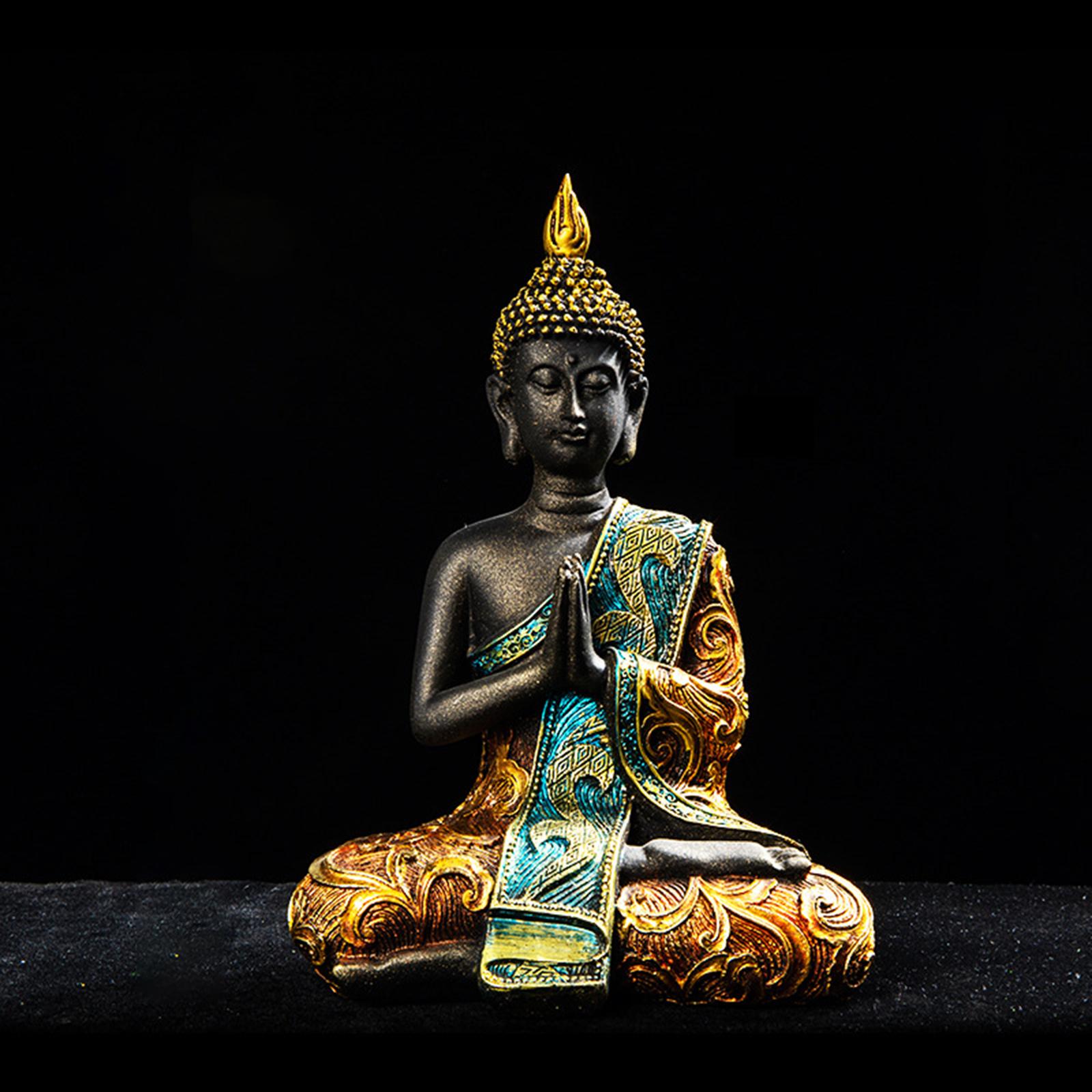 Buddha Statue Meditating Buddha Decorative Figurine Thai Shakyamuni Sitting Statue Desktop Living Room Office Yoga Zen Decoration Collectibles