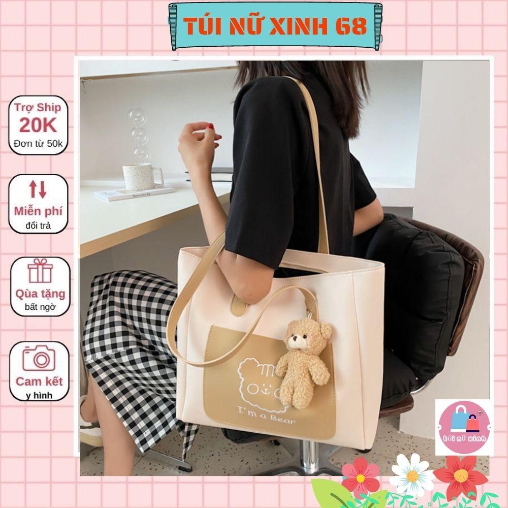 Túi tote da, túi xách nữ đeo chéo thời trang công sở đi học đi chơi tặng kèm gấu xinh Tuinuxinh68 528