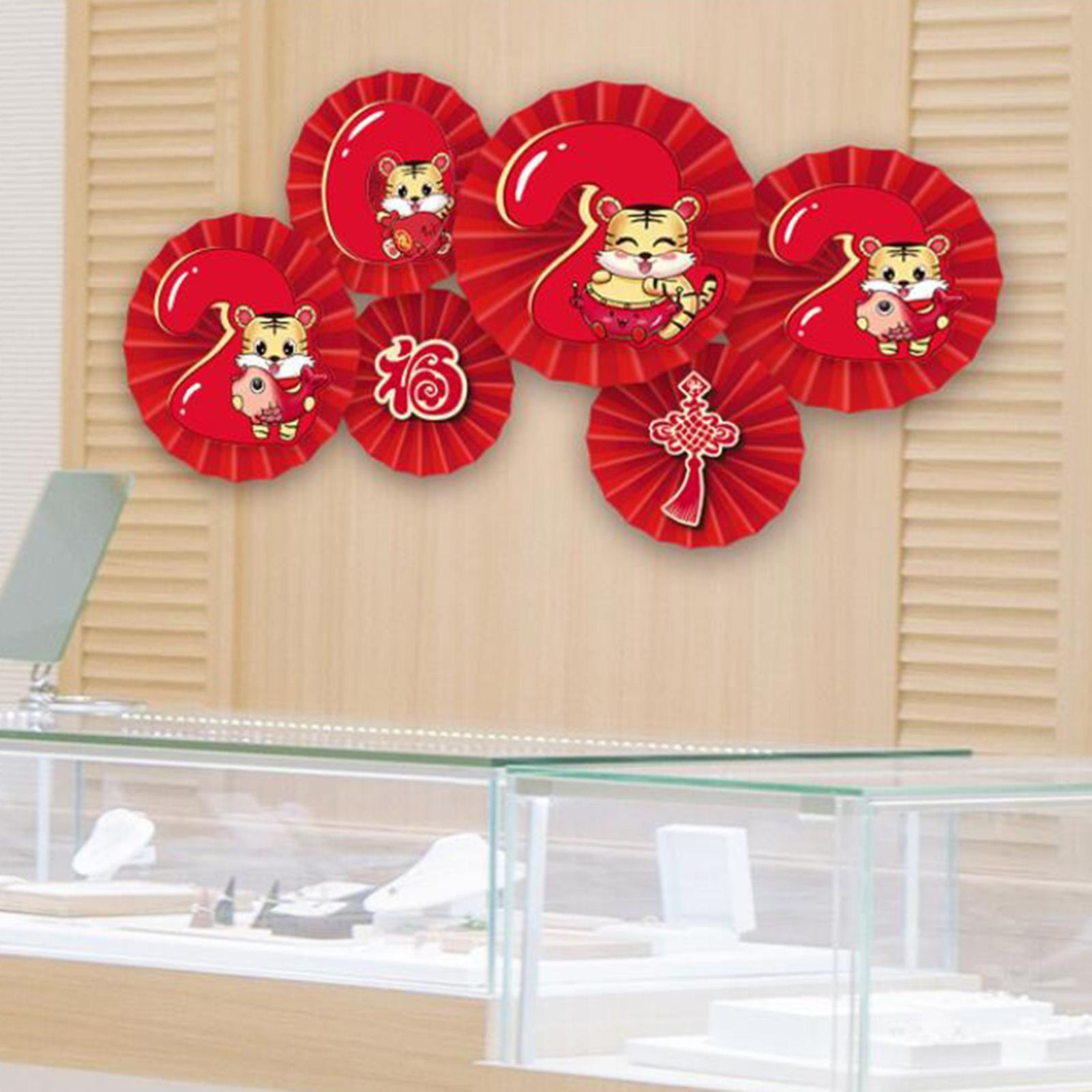 Set 12 chiếc Quạt Giấy Hoa Quạt Sáng Tạo Dán Tường Trang Trí Tết Nguyên Đán