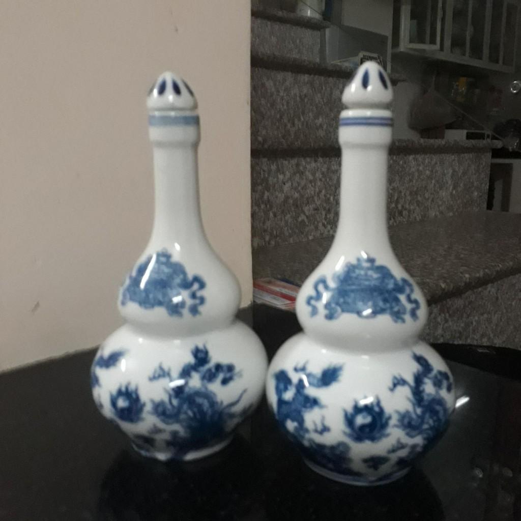 Bộ 2 chóe thờ Bát Tràng - 19 cm - 16 cm - ( xanh)