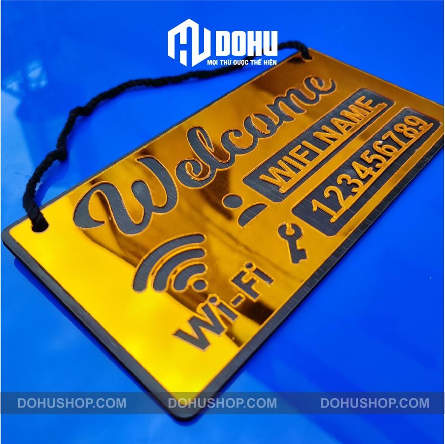 Bảng Gương Vàng Ghi Password Wifi DOHU24 Trang Trí Quán Cà Phê, Trà Sữa, Nhà Hàng, Khách Sạn